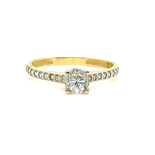 Ring mit Zirkonia Steinen 585/-Gelbgold
