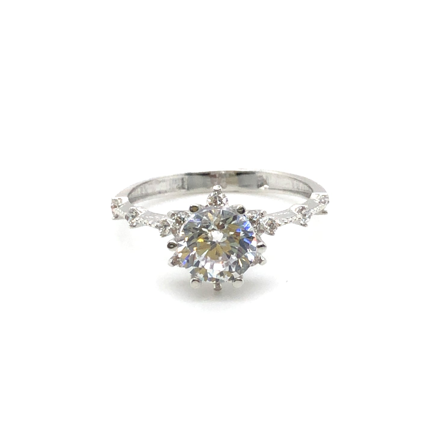 585-/Weissgold Ring mit Zirkonia