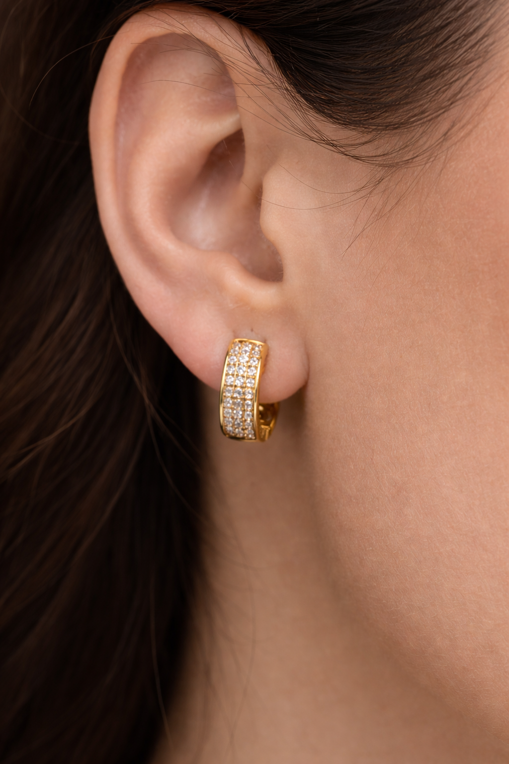 585 Gelbgold Kreolen mit Zirkonia - 12,5mm