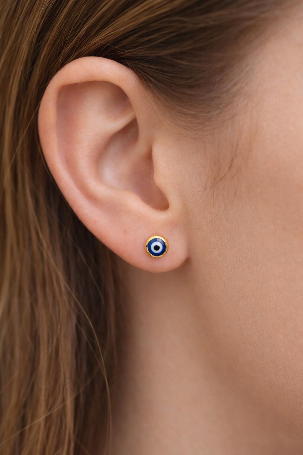585 Gelbgold Ohrstecker mit Nazar-Auge – Schutz & Eleganz vereint