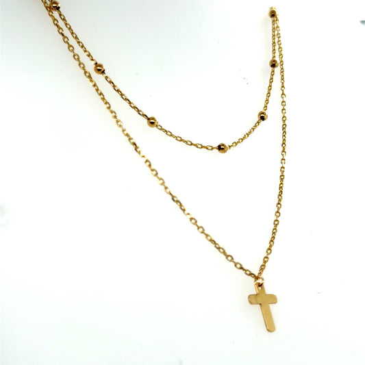 Doppelkette Zweireihig mit Kugeln und Kreuz