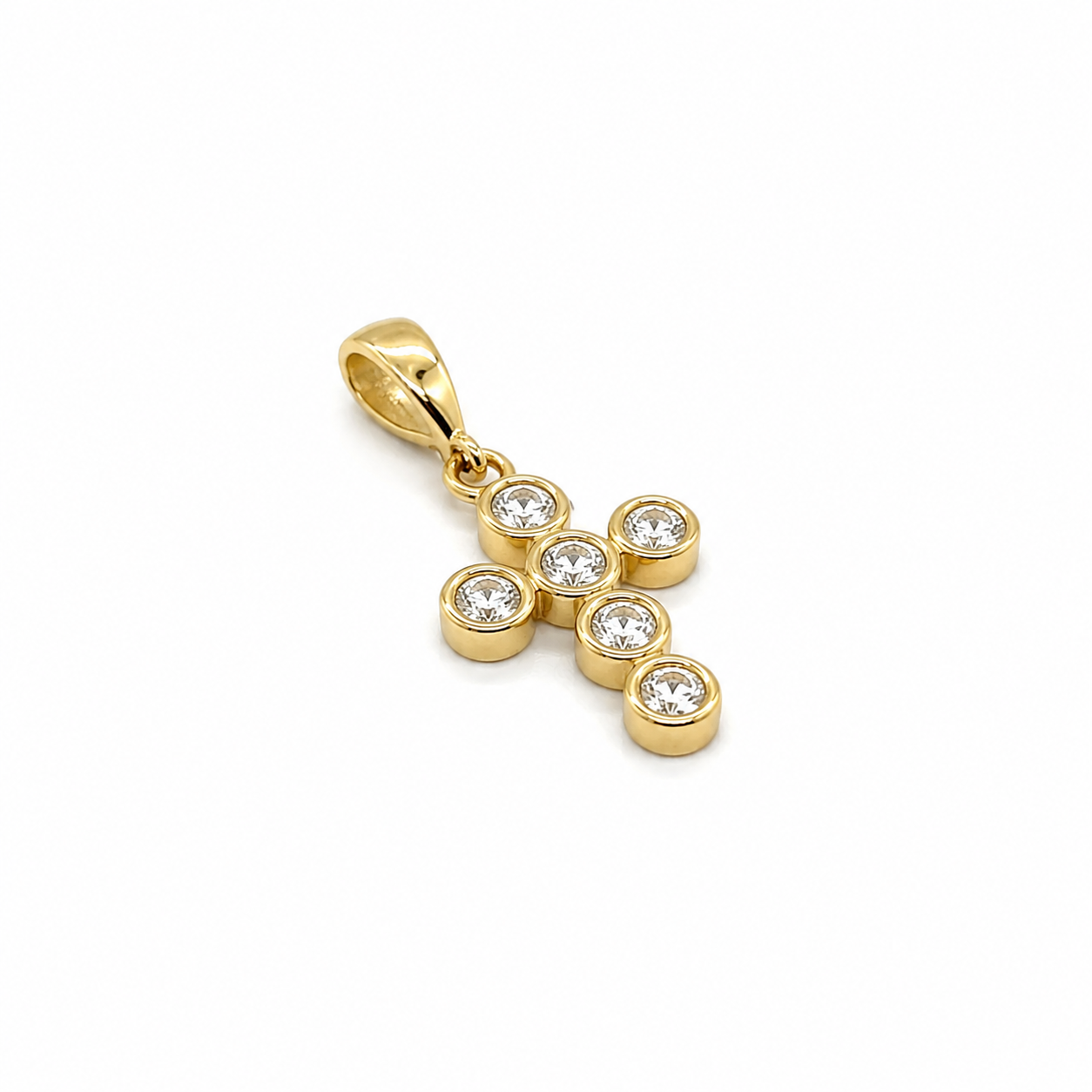Kreuz Anhänger Gold 585 mit Zirkonia Besatz