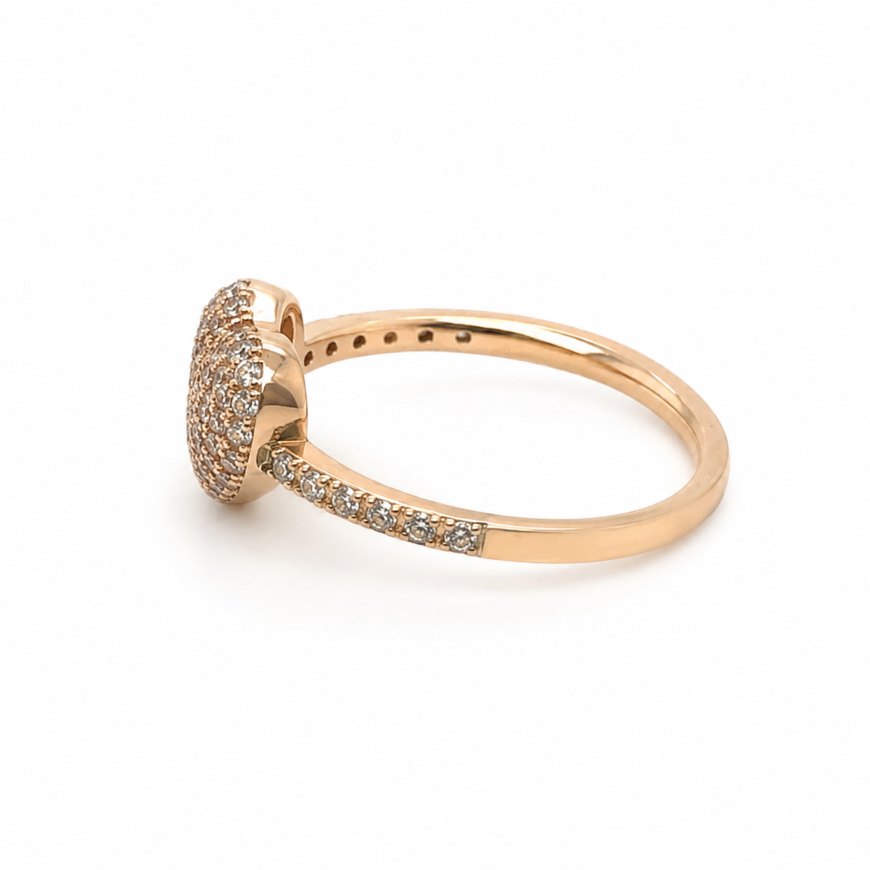 Romantischer Damenring aus 585er Roségold mit Herzmotiv