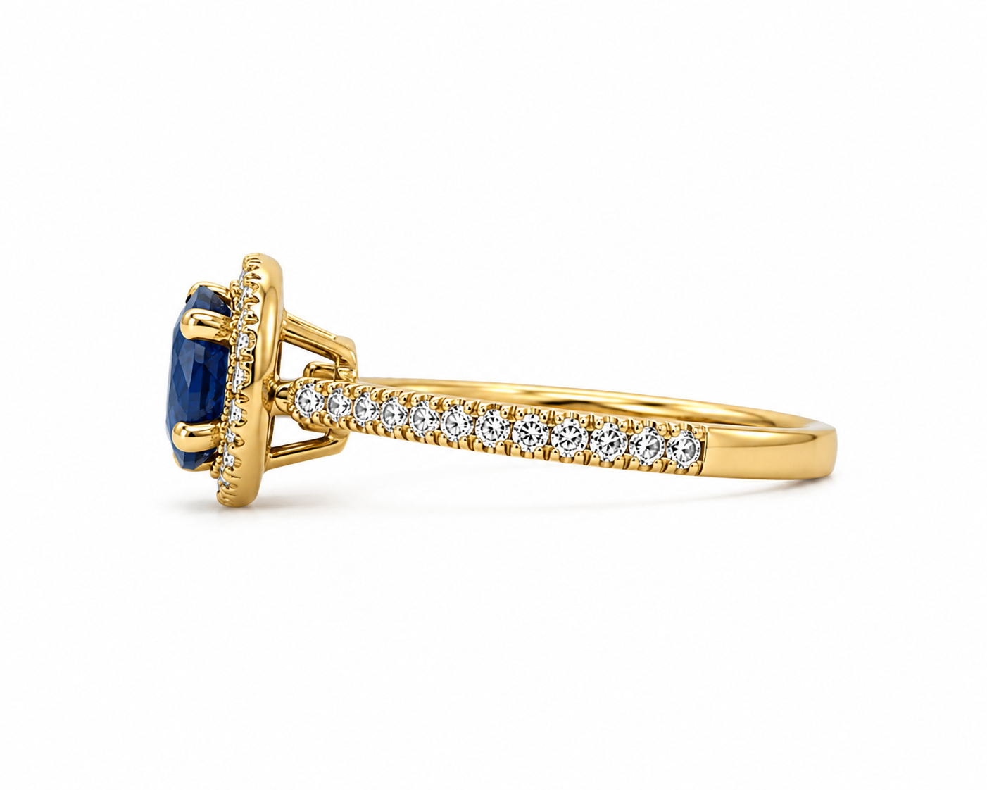 750/- Gelbgold Ring mit Saphir & Brillanten – 0,67 ct Saphir – 0,24 ct G-SI Diamanten