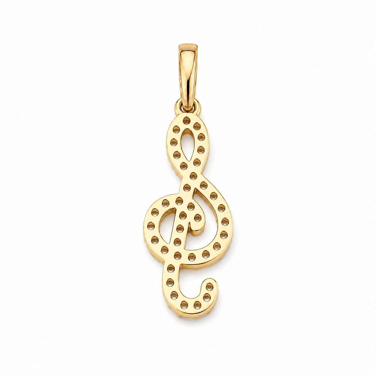 Anhänger 585 Gelbgold – Notenschlüssel mit Zirkonia