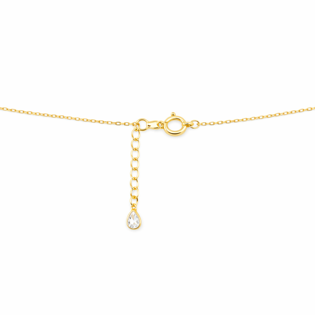 585 Gelbgold Kette mit Zirkonia Anhänger – Rechteck Solitär & Pavé
