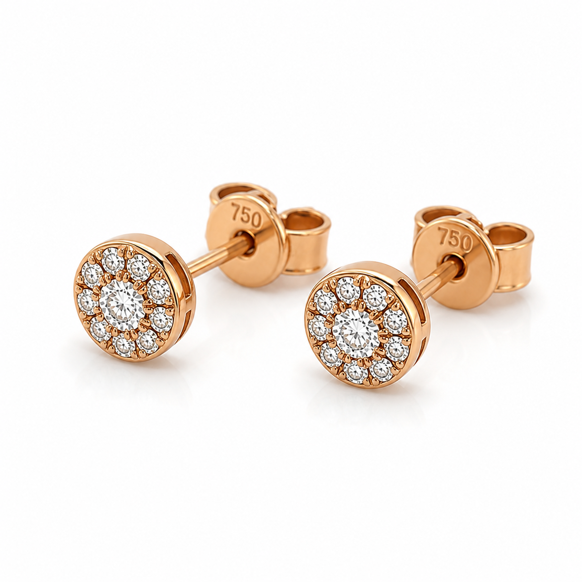 750 Rotgold Ohrstecker mit Brillanten – 0,12 ct TW/SI
