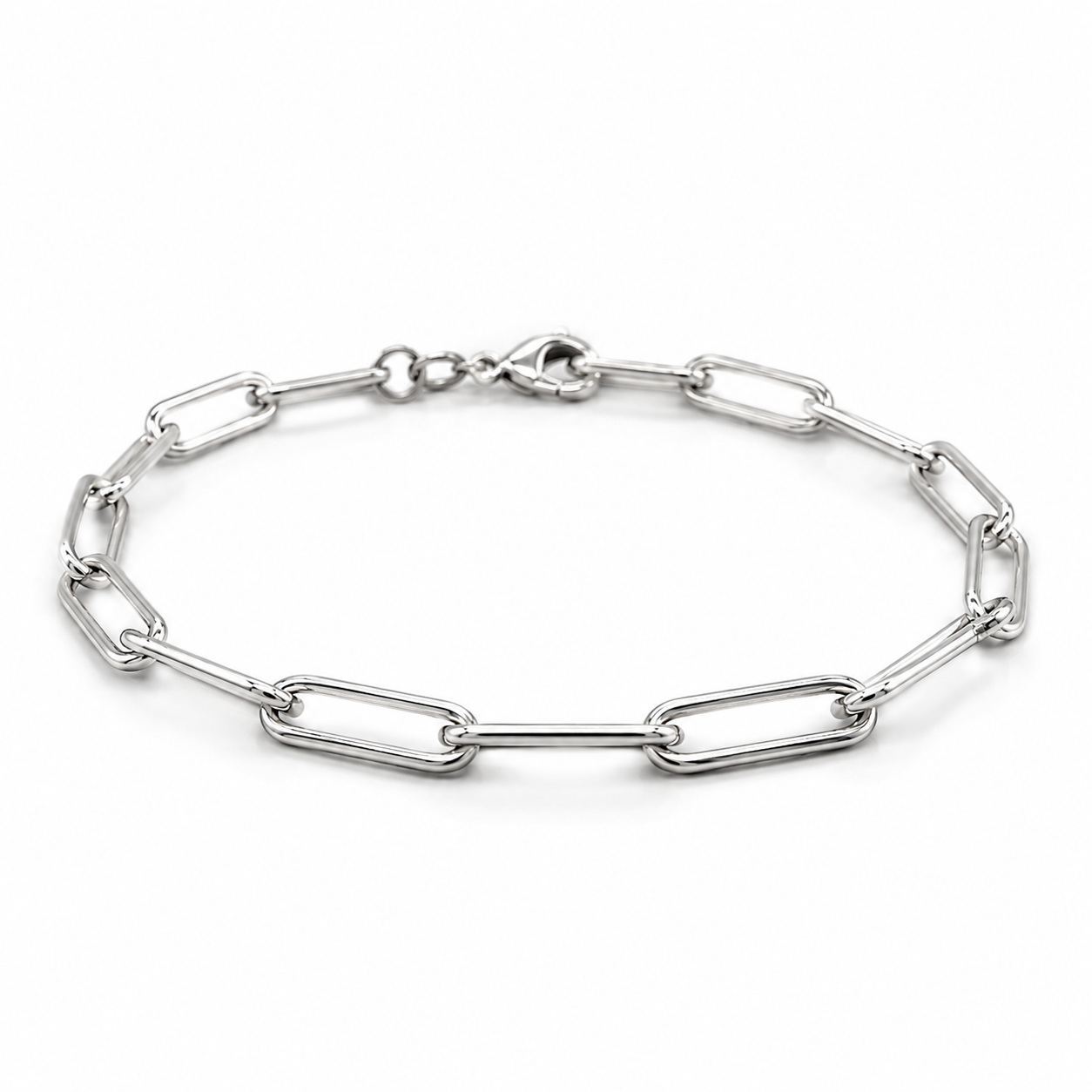 Silbernes Paperclip Armband mit länglichen Gliedern