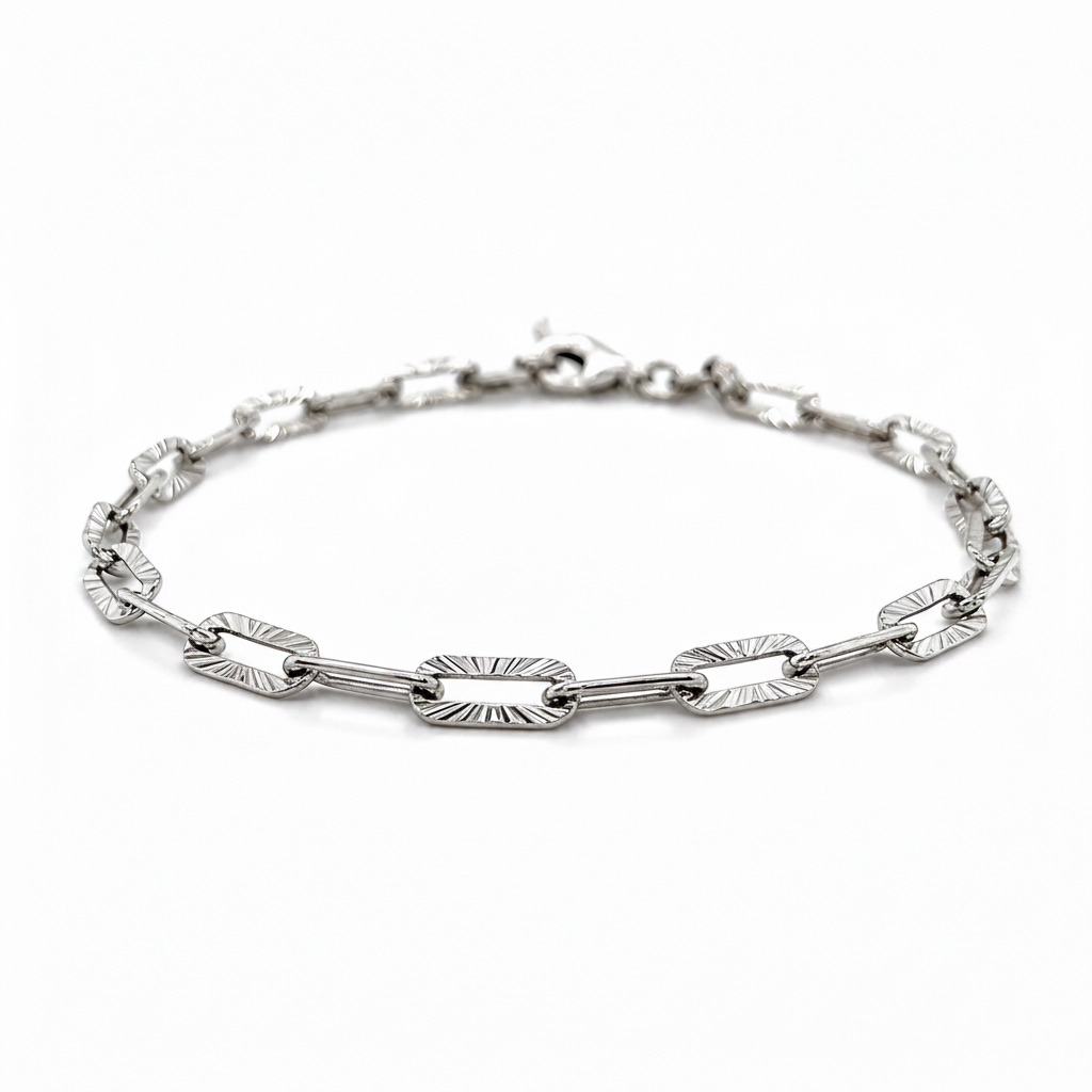 Modernes Damenarmband Silber rhodiniert mit feiner Struktur