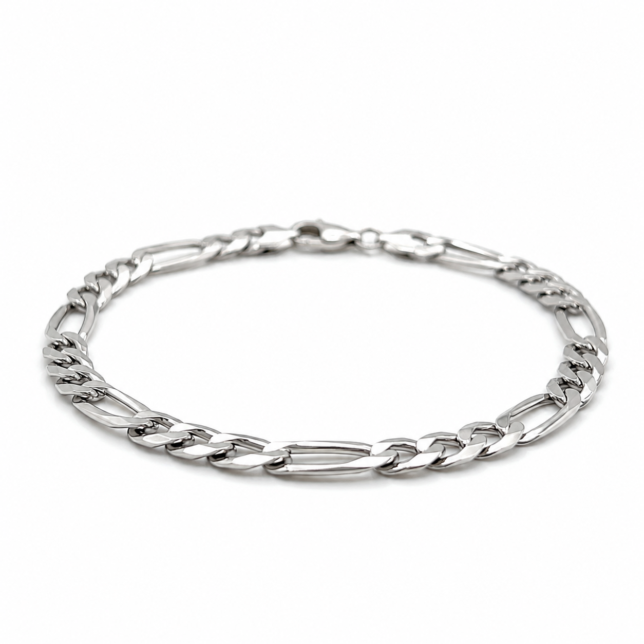 Herren Figaroarmband 925 Sterling Silber rhodiniert 6,5 mm