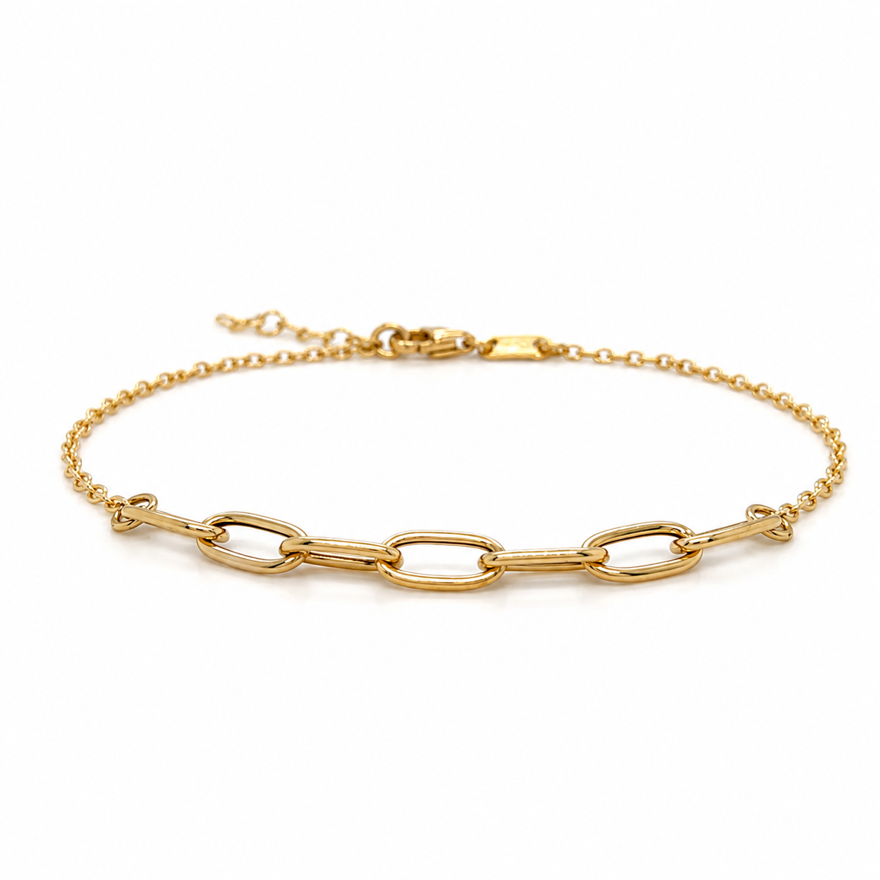 Paperclip Armband 585 Gelbgold längenverstellbar 17–19 cm