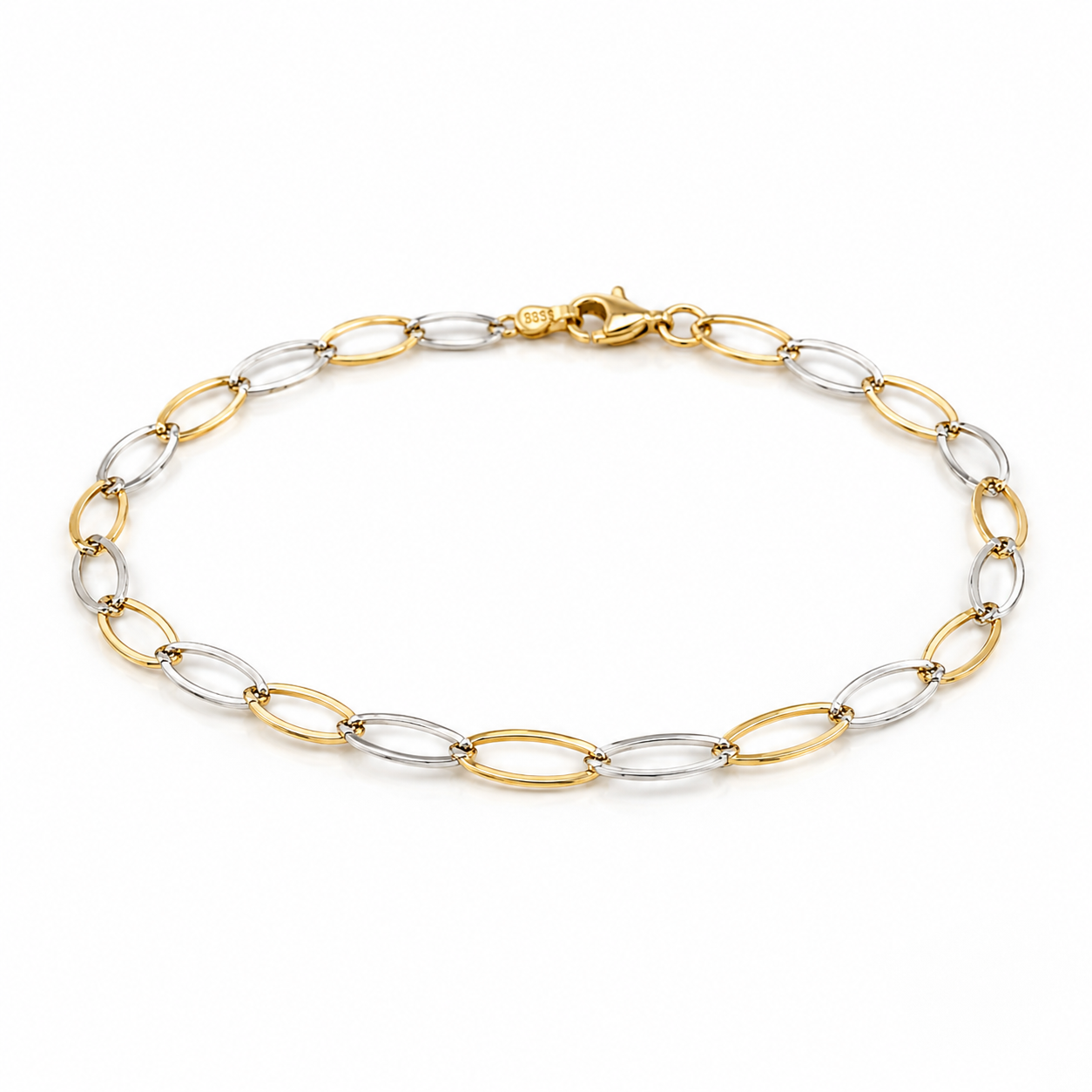 Damenarmband 585 Gold Bicolor mit Karabinerverschluss