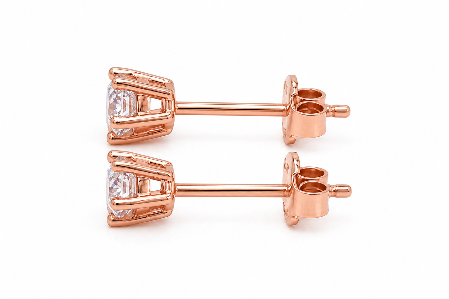 585 Roségold Ohrstecker Zirkonia 4 mm – klassischer Solitär