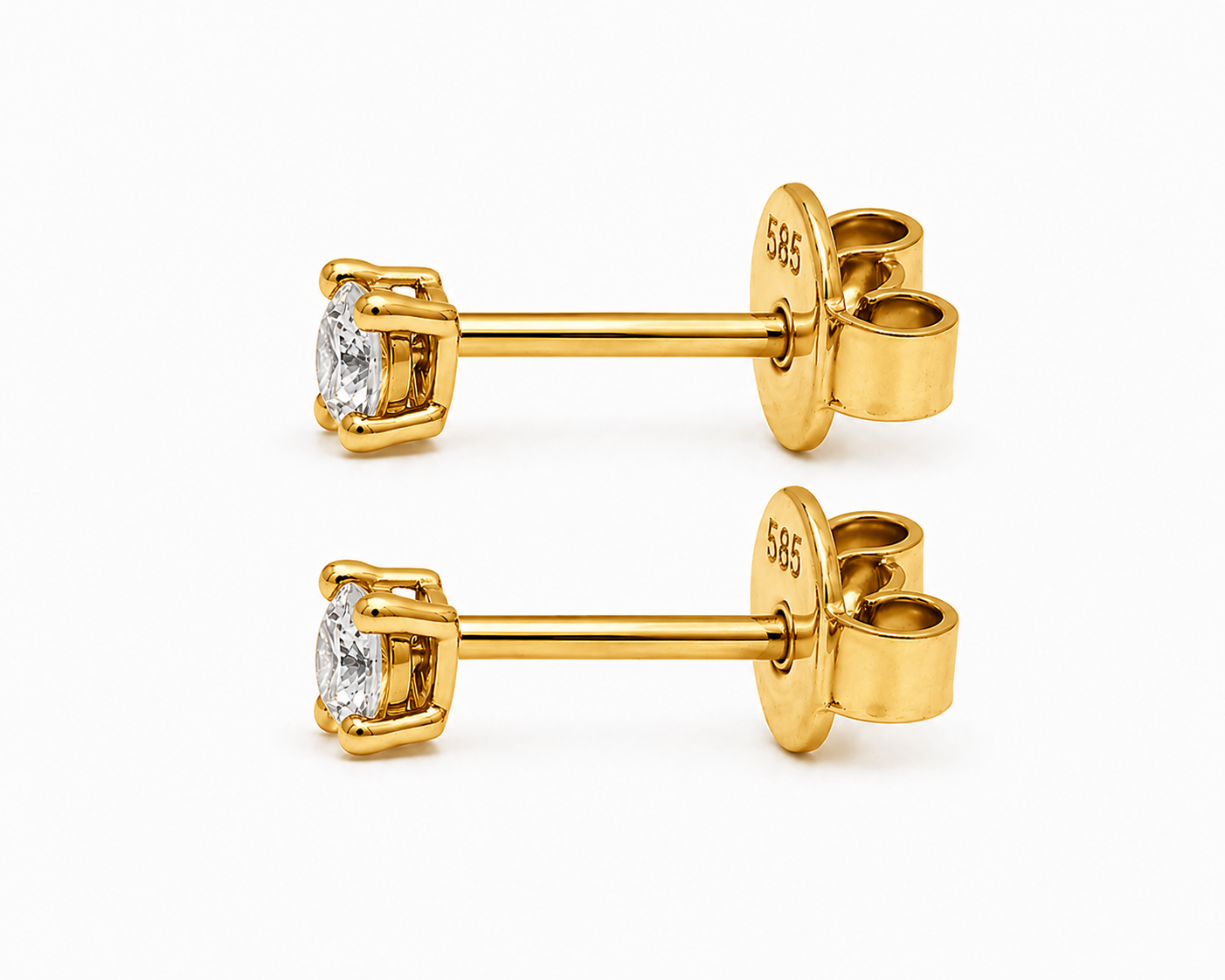 585 Gelbgold Ohrstecker Zirkonia 3 mm – 4 Krappen Solitär