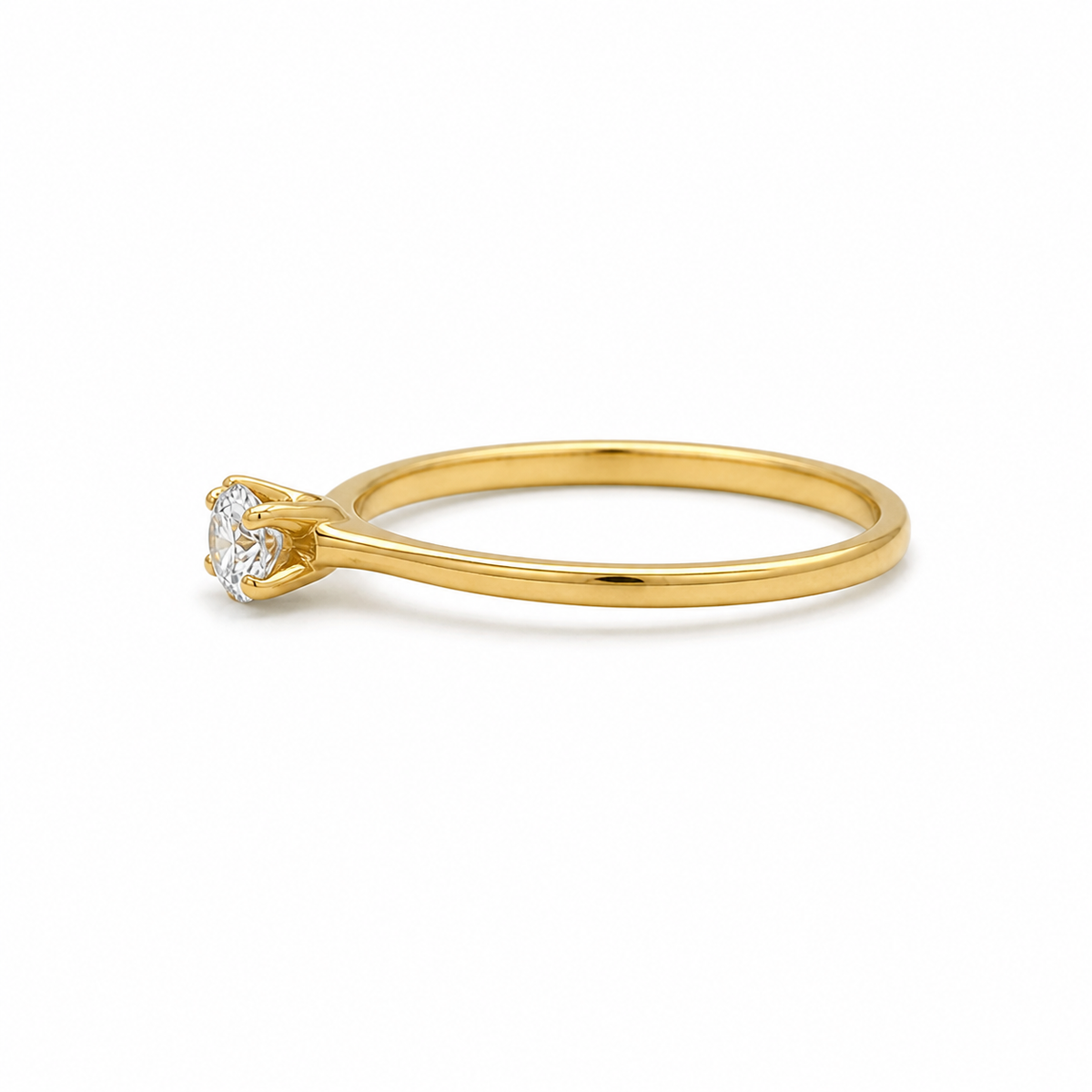 Solitär Ring 750 Gelbgold mit 0,15 ct Brillant (G VS) – Größe 54
