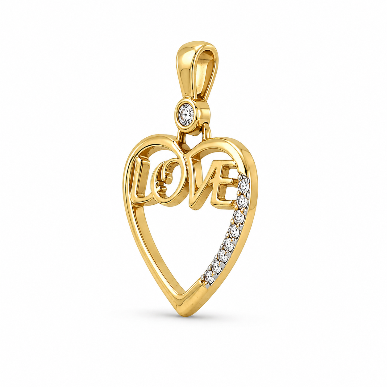 585 Gelbgold Herzanhänger LOVE mit Zirkonia