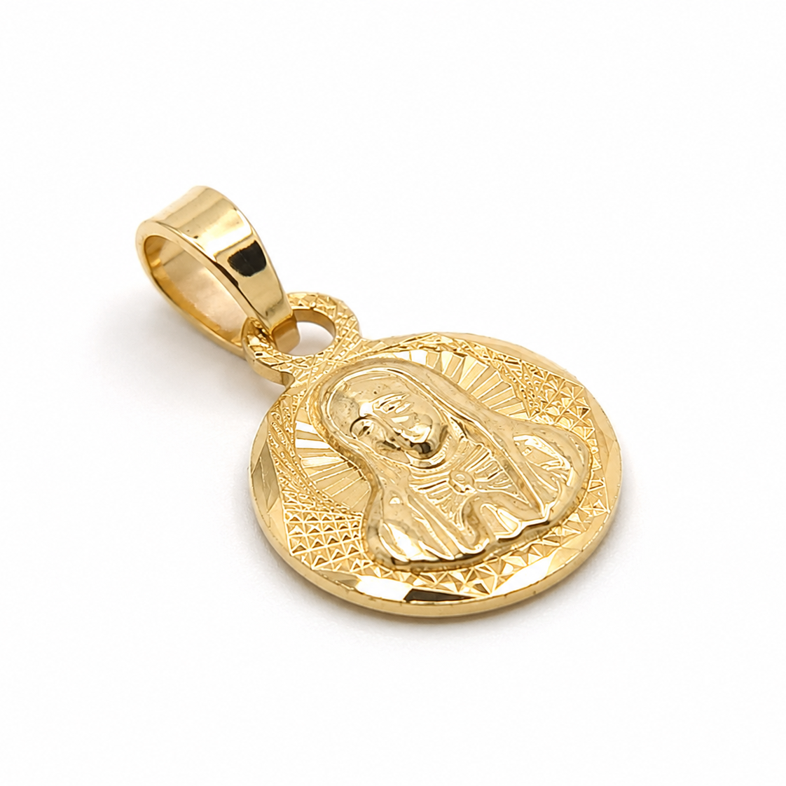 Kleiner Marienanhänger aus Gelbgold mit Geschenkbox