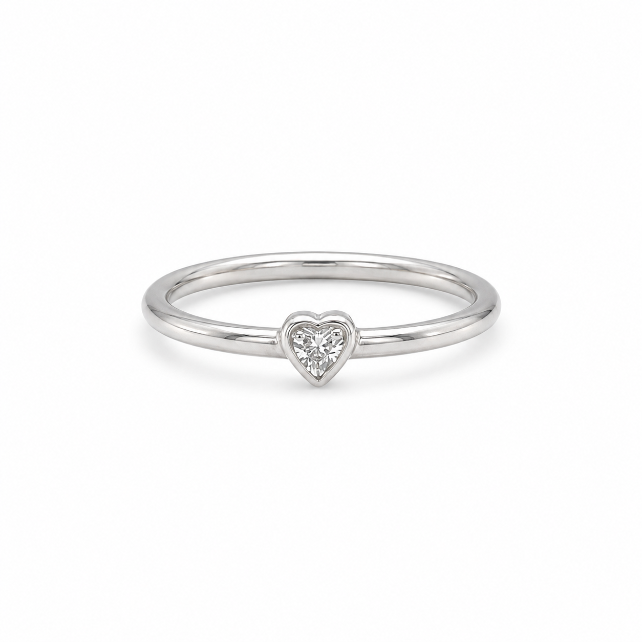 585 Weißgold Herzring mit Brillant – Damenring & Verlobungsring
