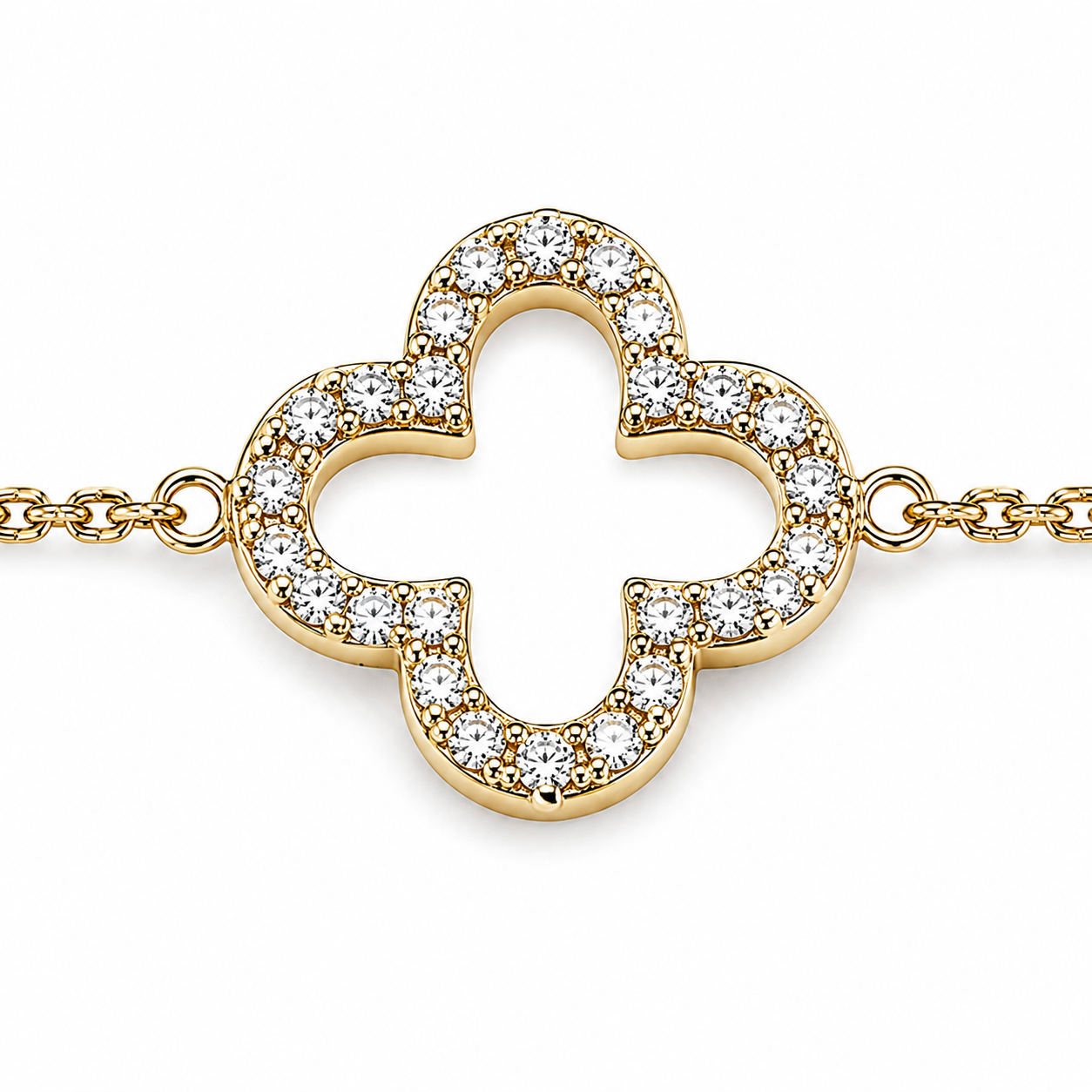 Feines Armband aus 585er Gelbgold mit Brillant Kleeblatt