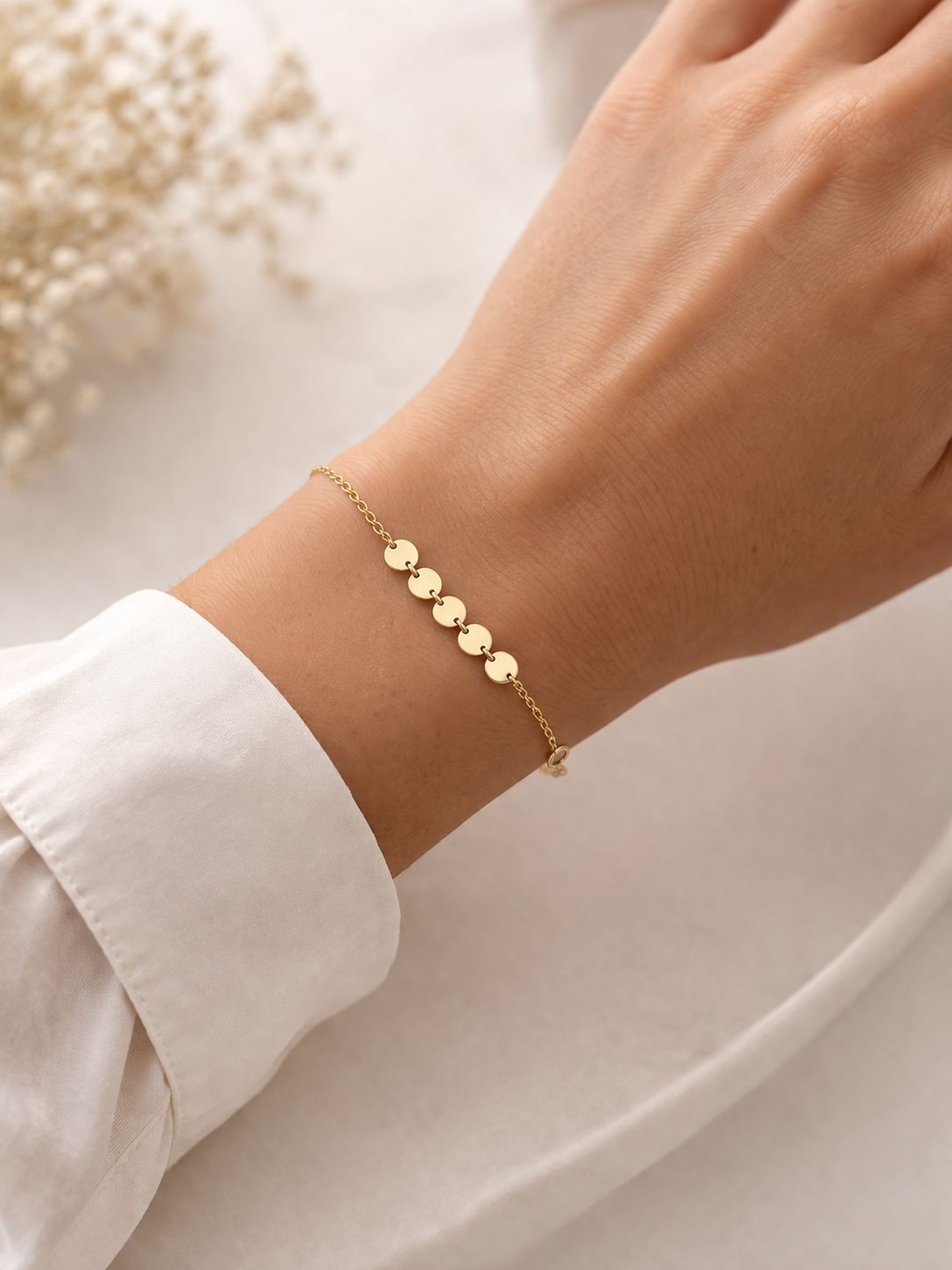 585 Gelbgold Armband mit polierten Plättchen