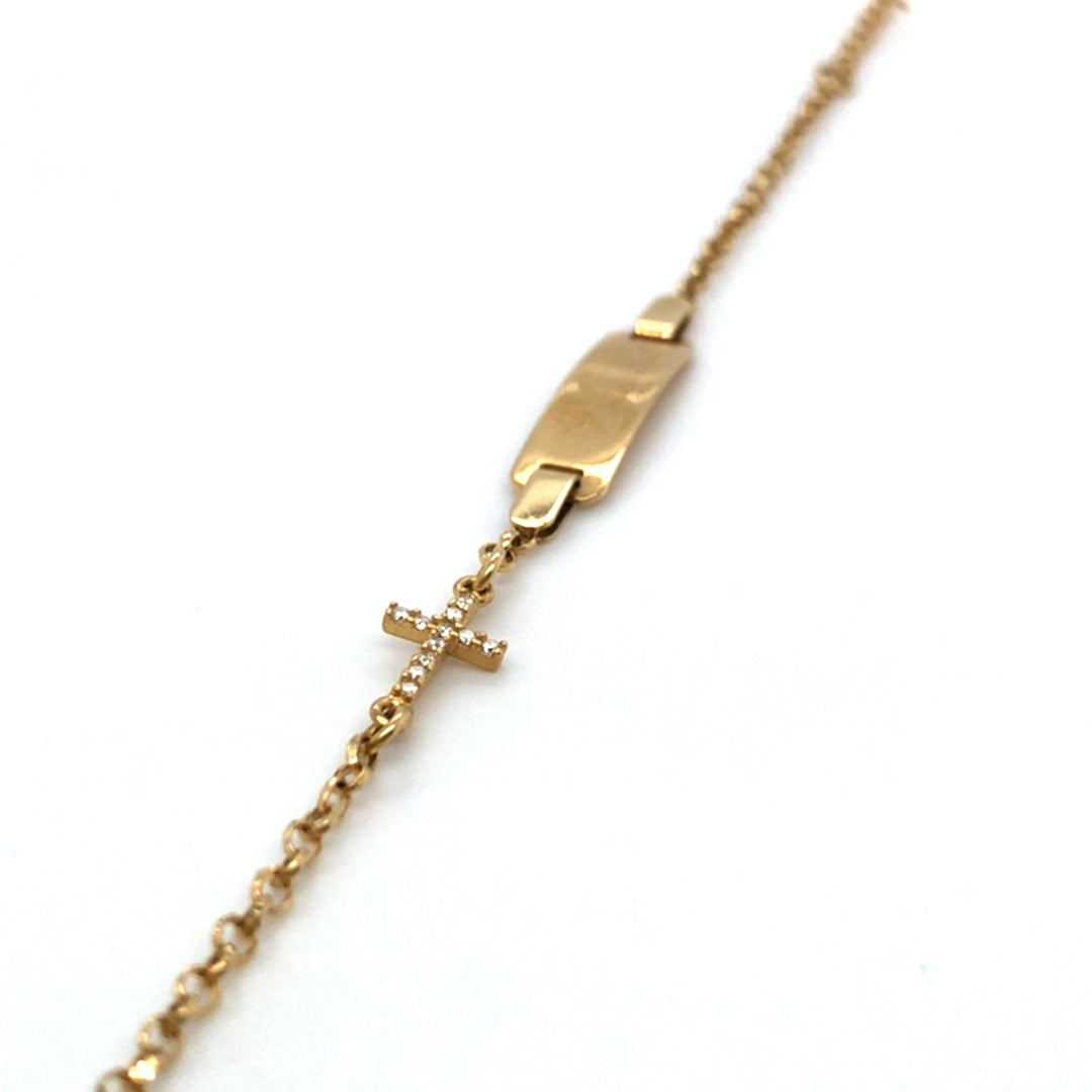 Armband 585/-Gold Kreuz Zirkonia