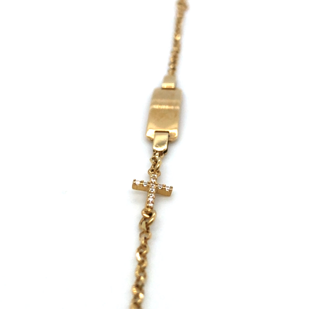 Armband 585/-Gold Kreuz Zirkonia