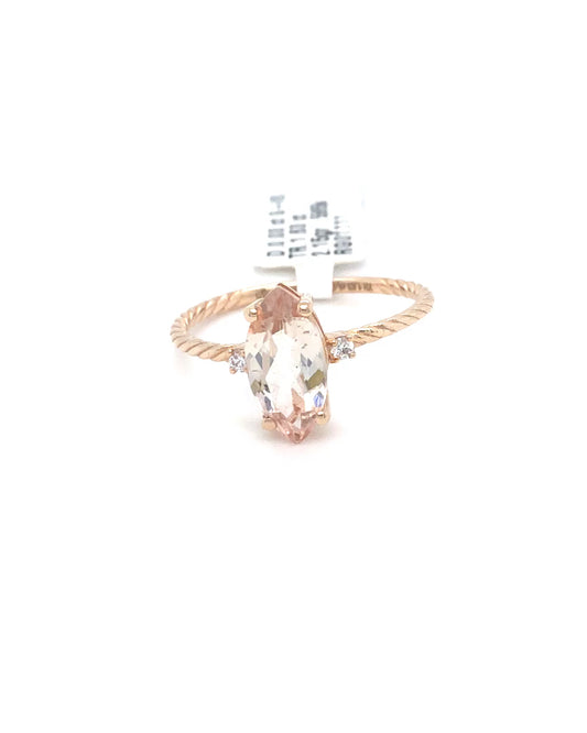 585/- Rotgold Ring Turmalin Grün