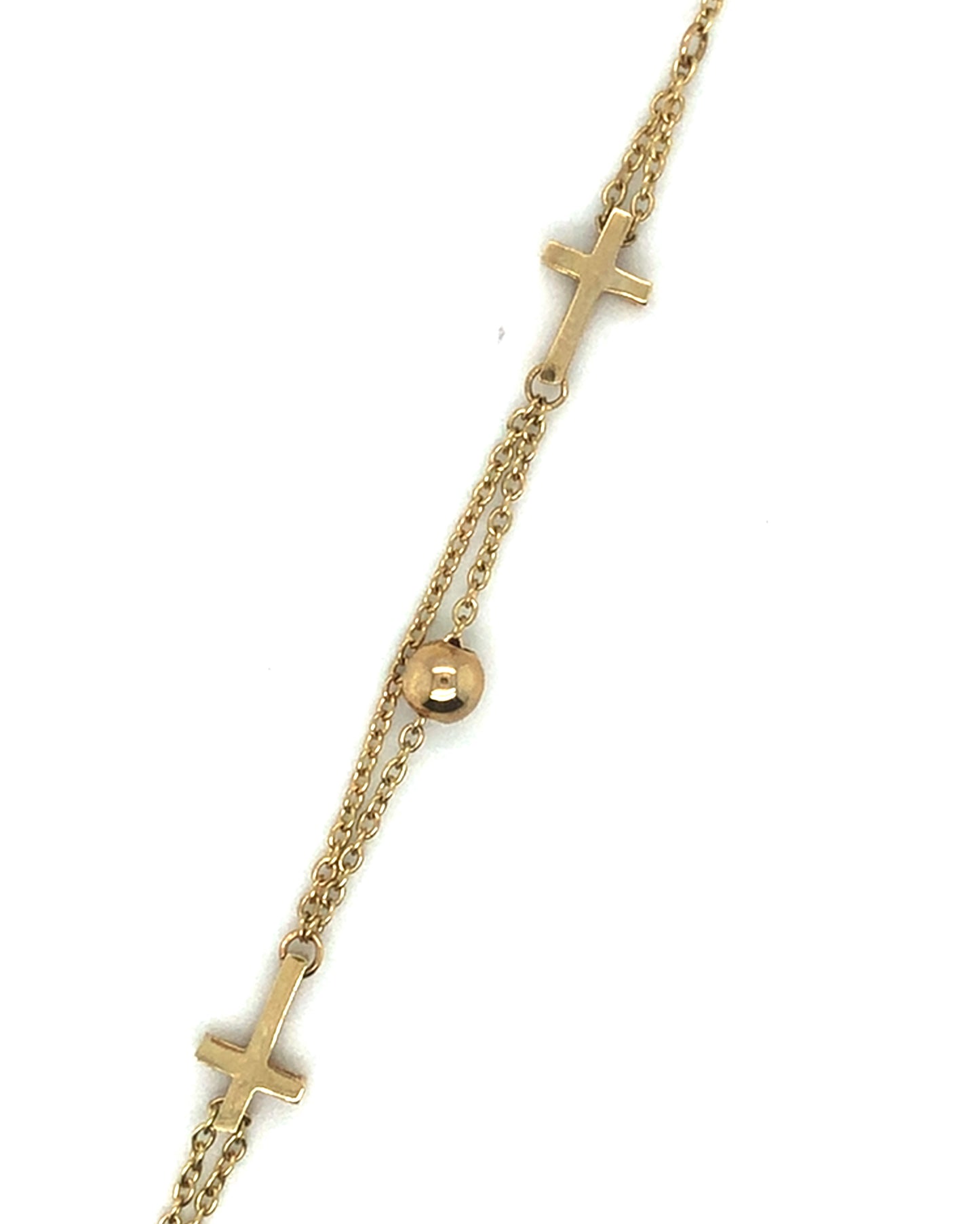 Armband 585/-Gold Kreuz & Kugel