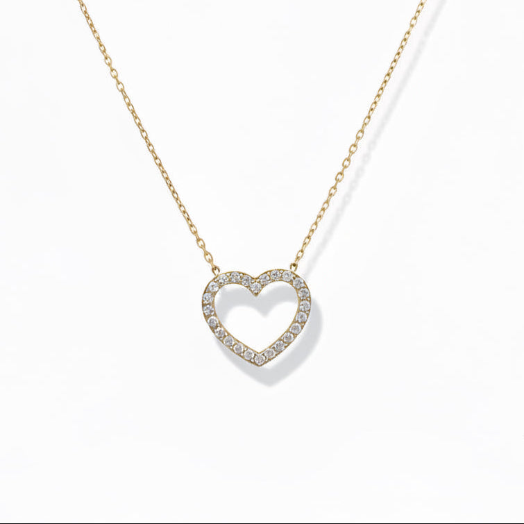585 Gelbgold Herz Kette mit Zirkonia