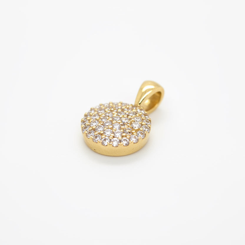 Anhänger mit Zirkonia – rundes Pavé Design in 585 Gelbgold