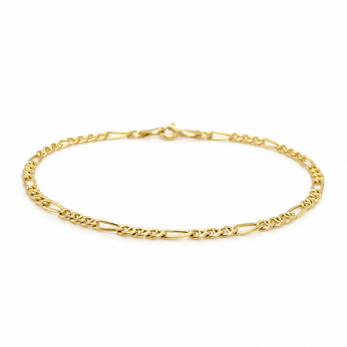 Figaroarmband aus 585 Gelbgold 19,5 cm in schräger Ansicht