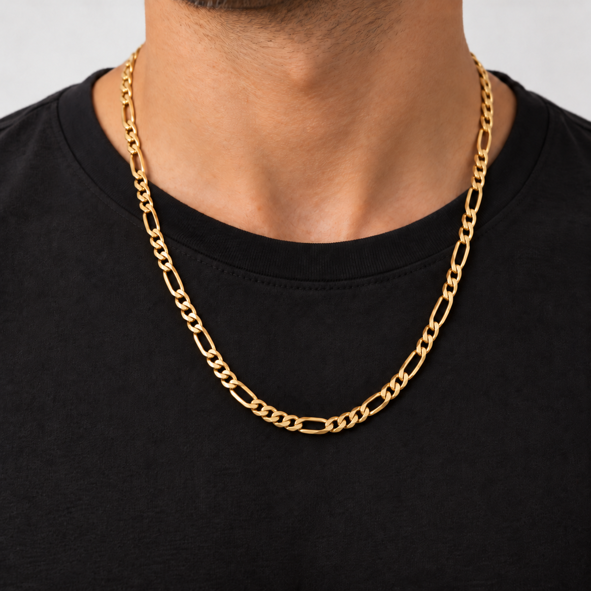 Massive Herren Figarokette aus 585 Gelbgold 45 cm 5,5 mm