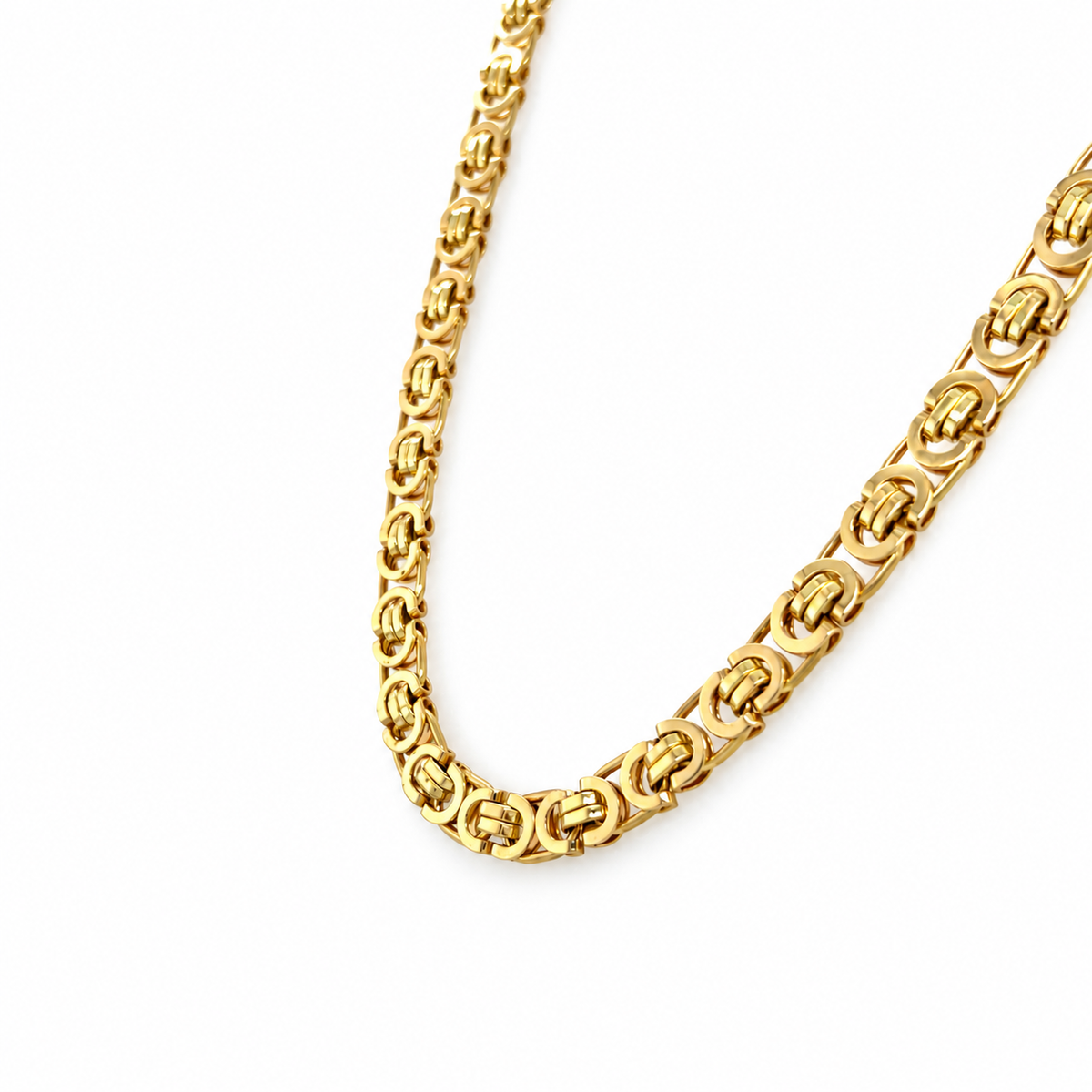 585 Gold Königskette flach 6 mm als Byzantinerkette für Herren