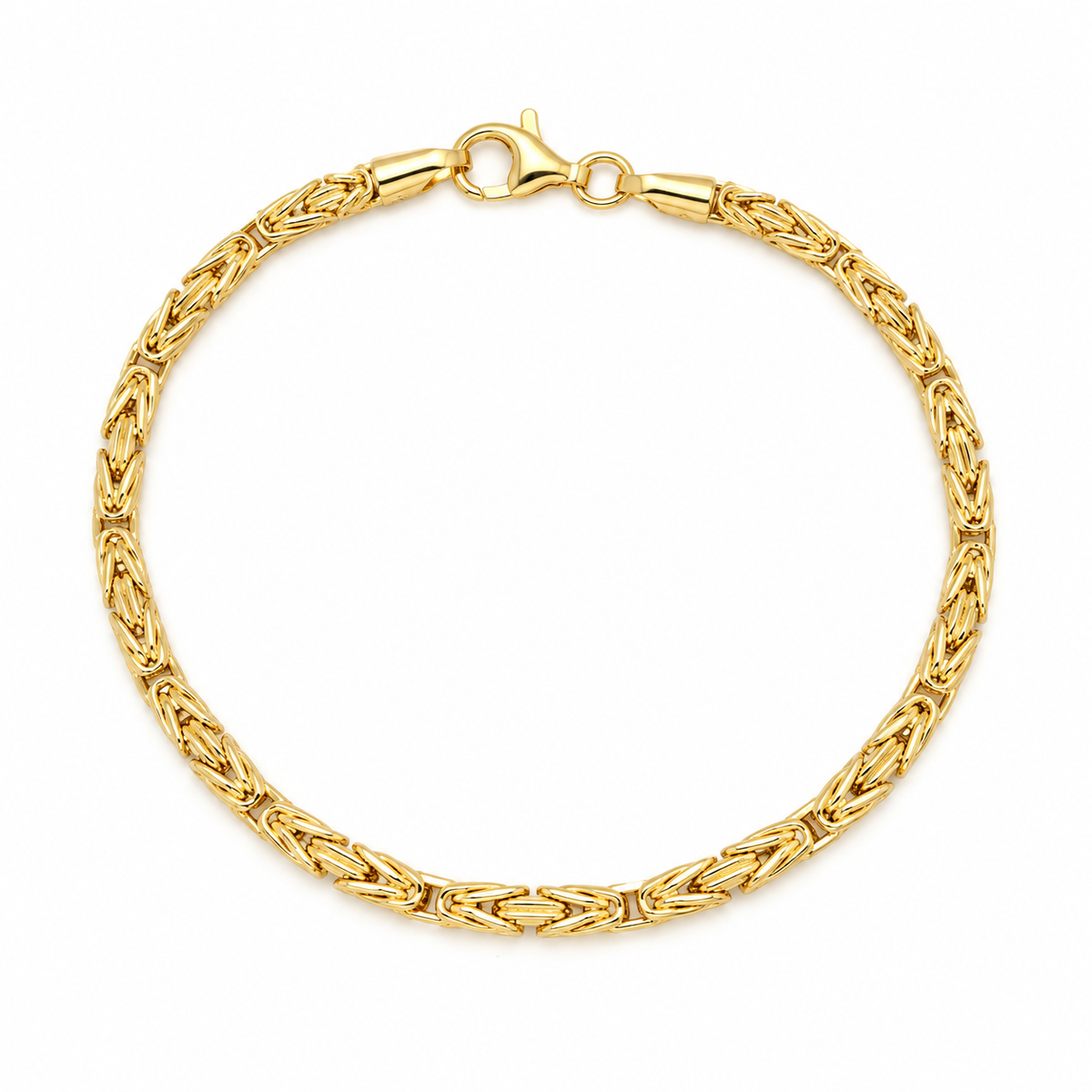 Königsarmband 585 Gelbgold 19,5 cm mit Karabinerverschluss in Draufsicht