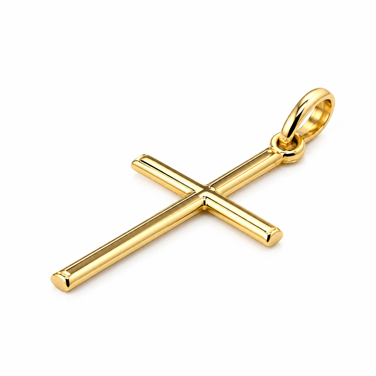 Klassischer Kreuz Anhänger aus 585 Gold – Schrägansicht