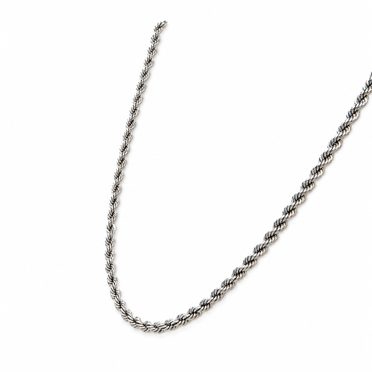 585 Weißgold Kordelkette massiv mit gedrehtem Seilmuster 45 cm