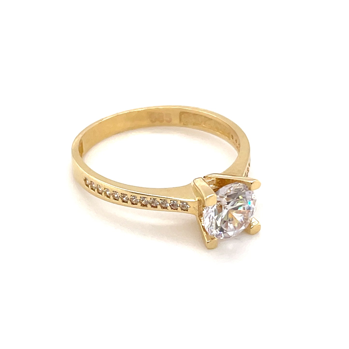 585-/Gelbgold Solitärring mit Zirkonia