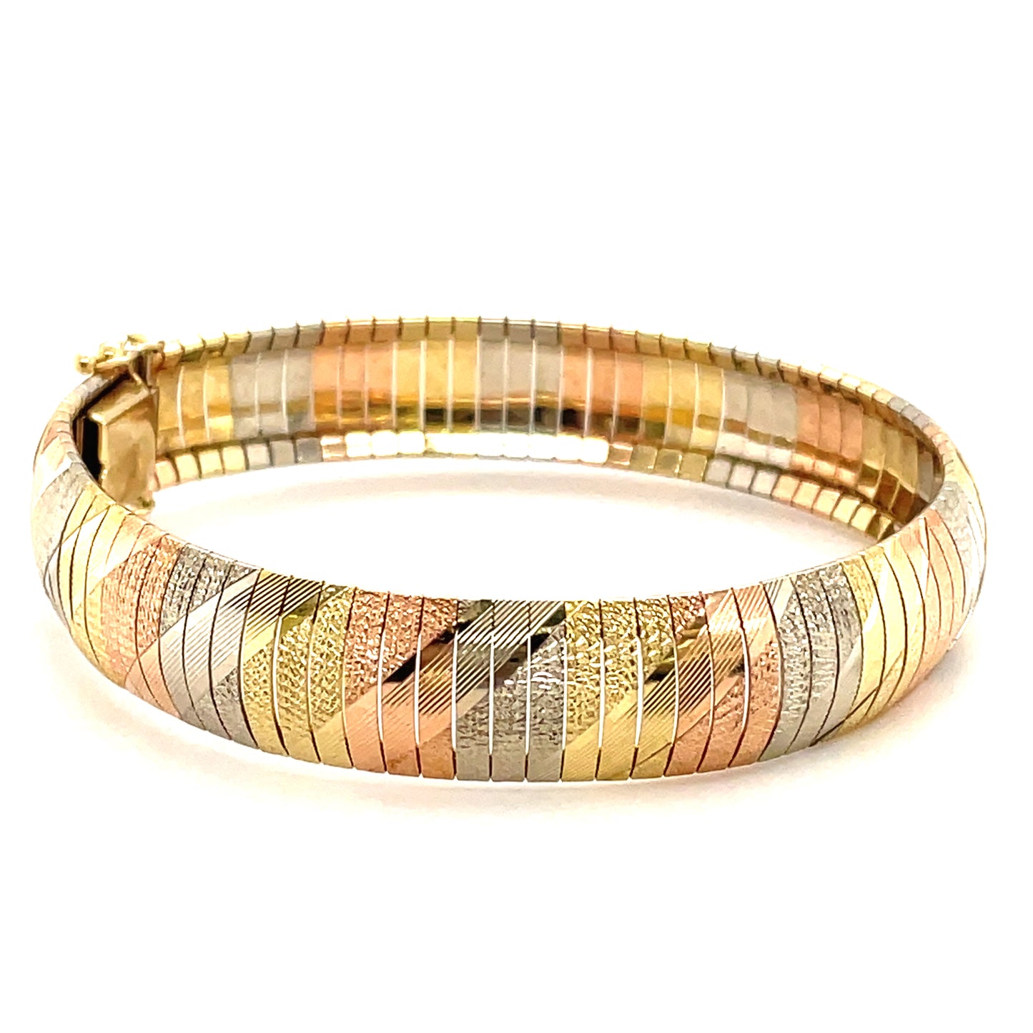 Strukturierter Tricolor-Armreif aus Gold