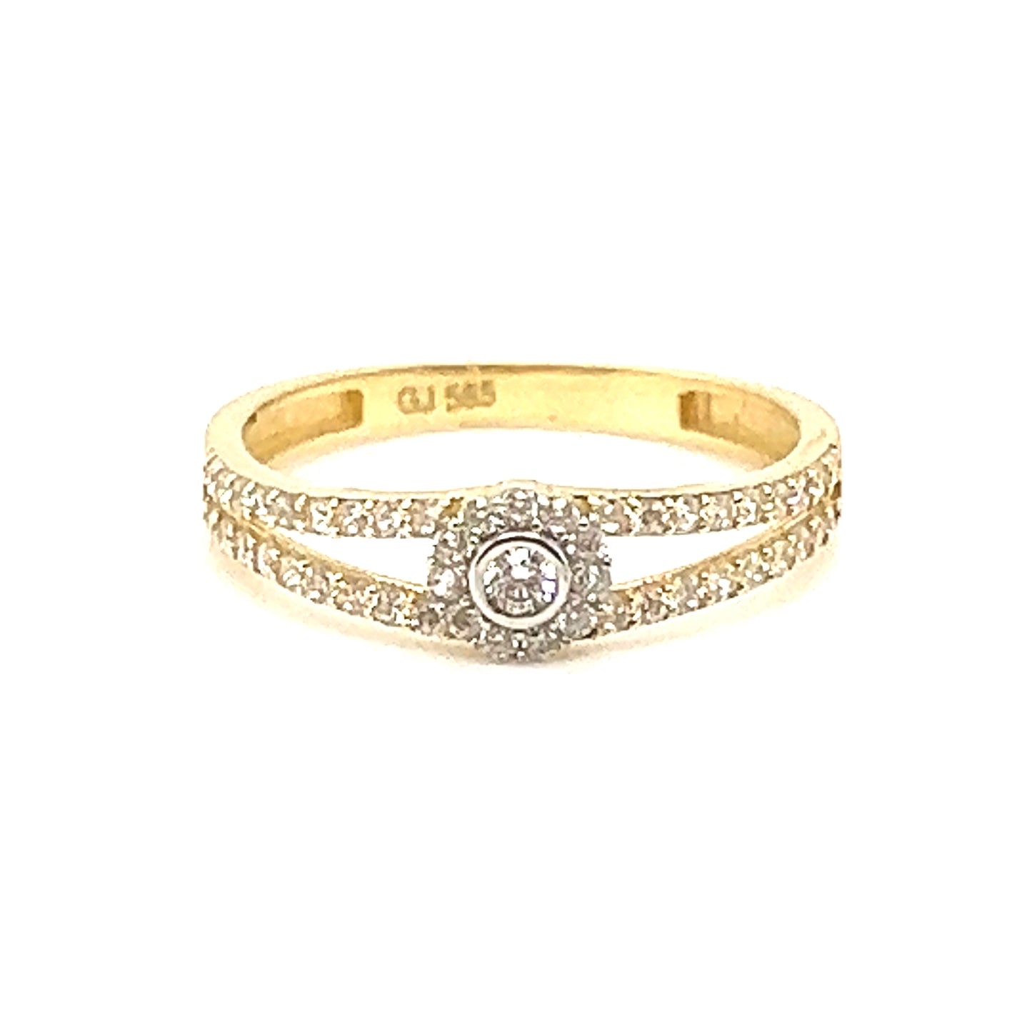 Ring mit Zirkonia 585/-Gelbgold