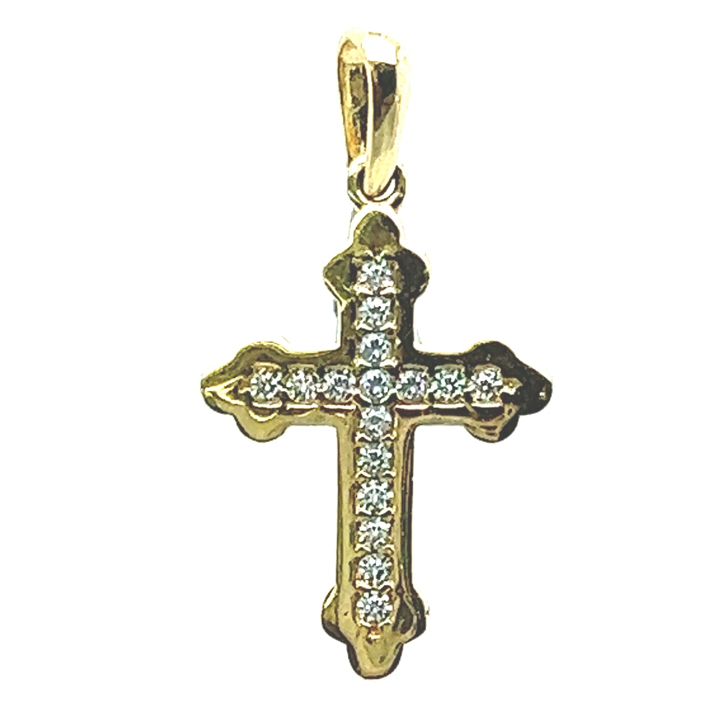 Kreuz Anhänger mit Zirkona 585/-Gelbgold