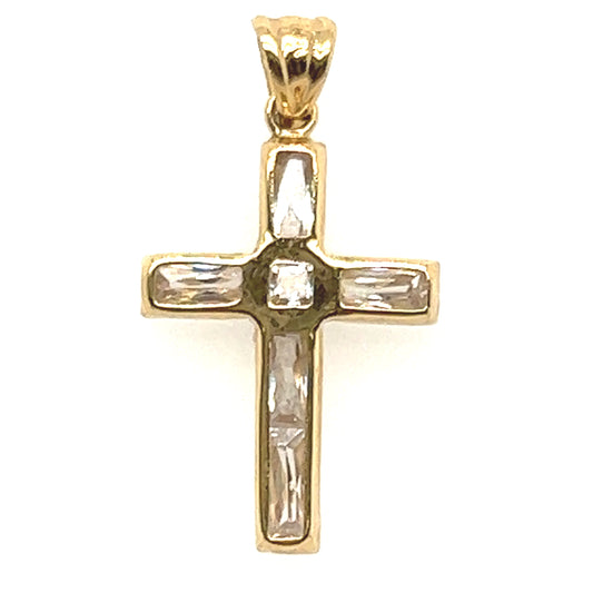 Kreuz Anhänger mit Zirkonia 585/-Gelbgold