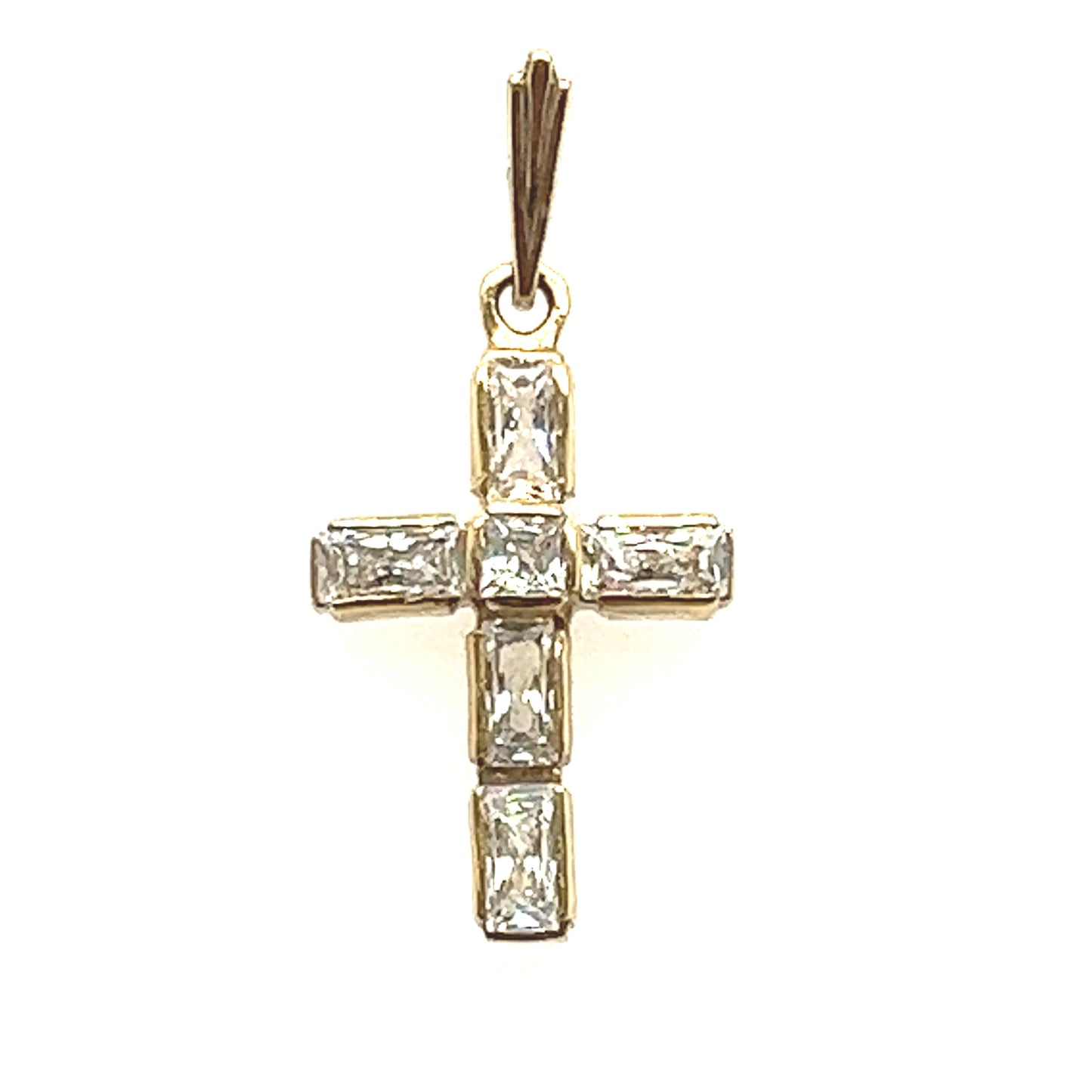 Kreuz Anhänger mit Zirkonia 585/-Gellbgold