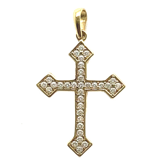 Kreuz Anhänger mit Zirkonia 585/-Gelbgold