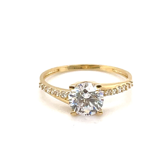 585-/Gelbgold Solitärring Zirkonia