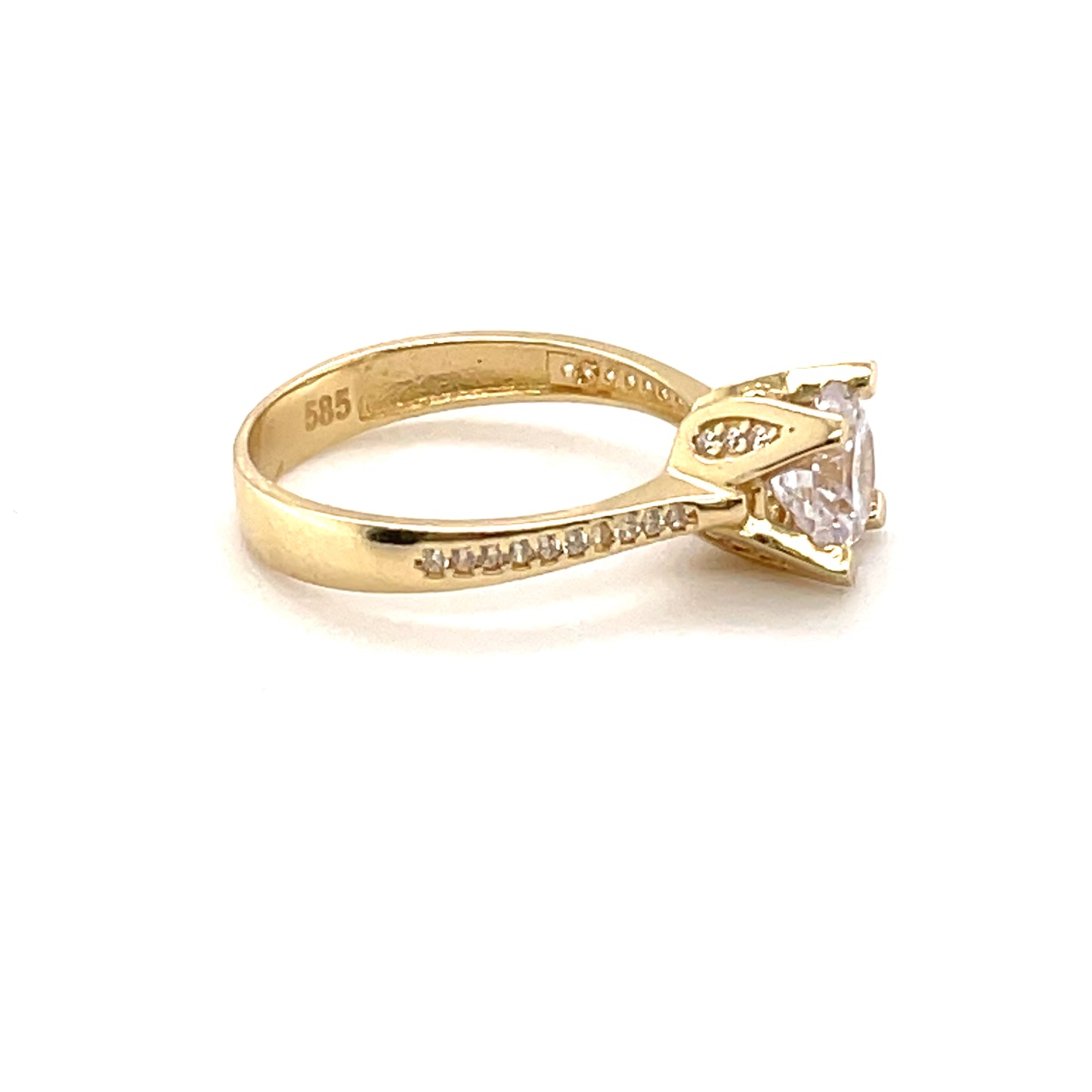 585-/Gelbgold Solitärring mit Zikonia