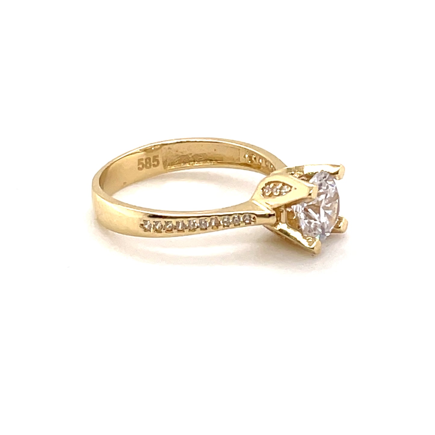 585-/Gelbgold Solitärring mit Zikonia