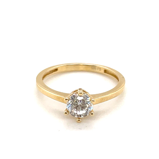 585-/Gelbgold Solitärring Zirkonia
