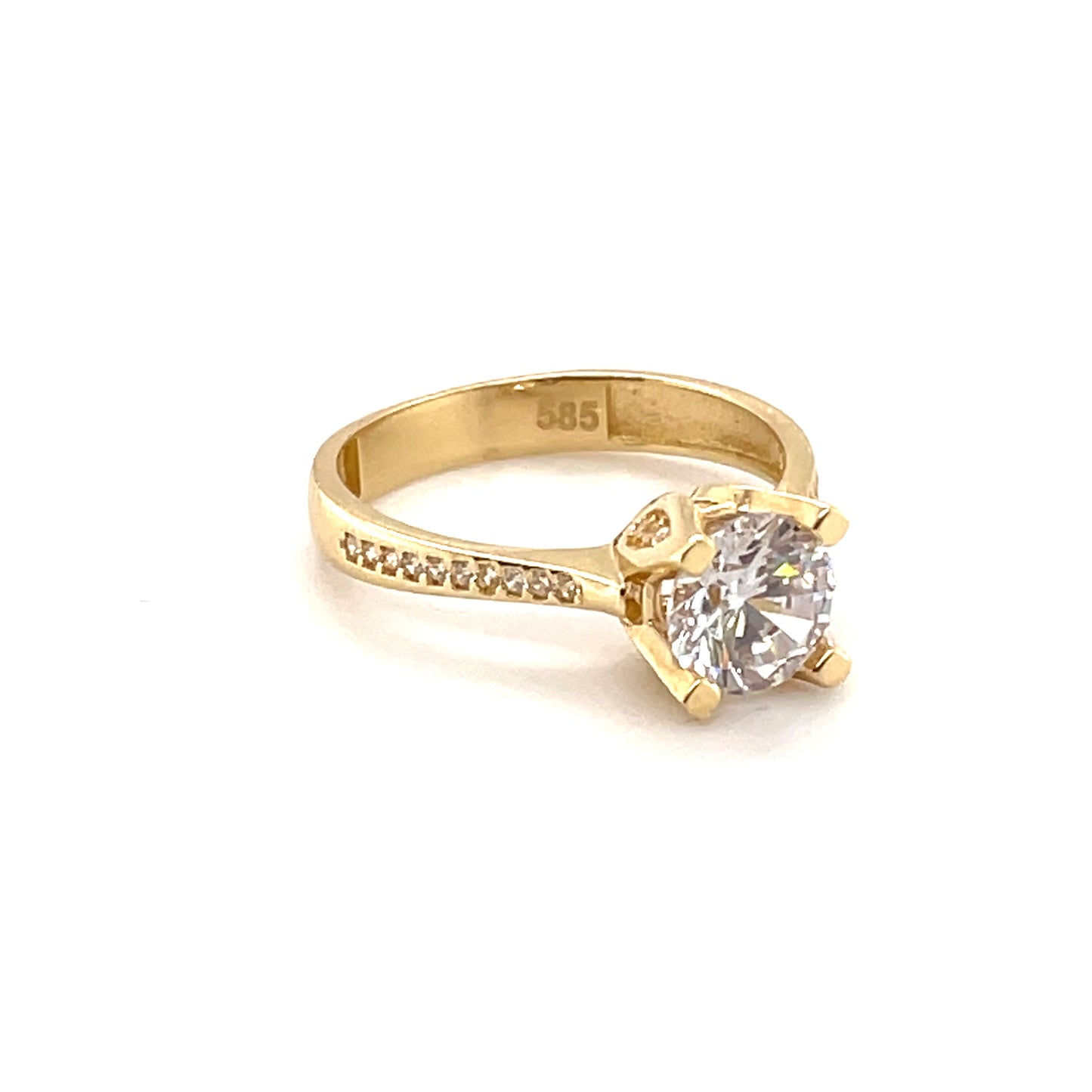 585-/Gelbgold Solitärring mit Zikonia