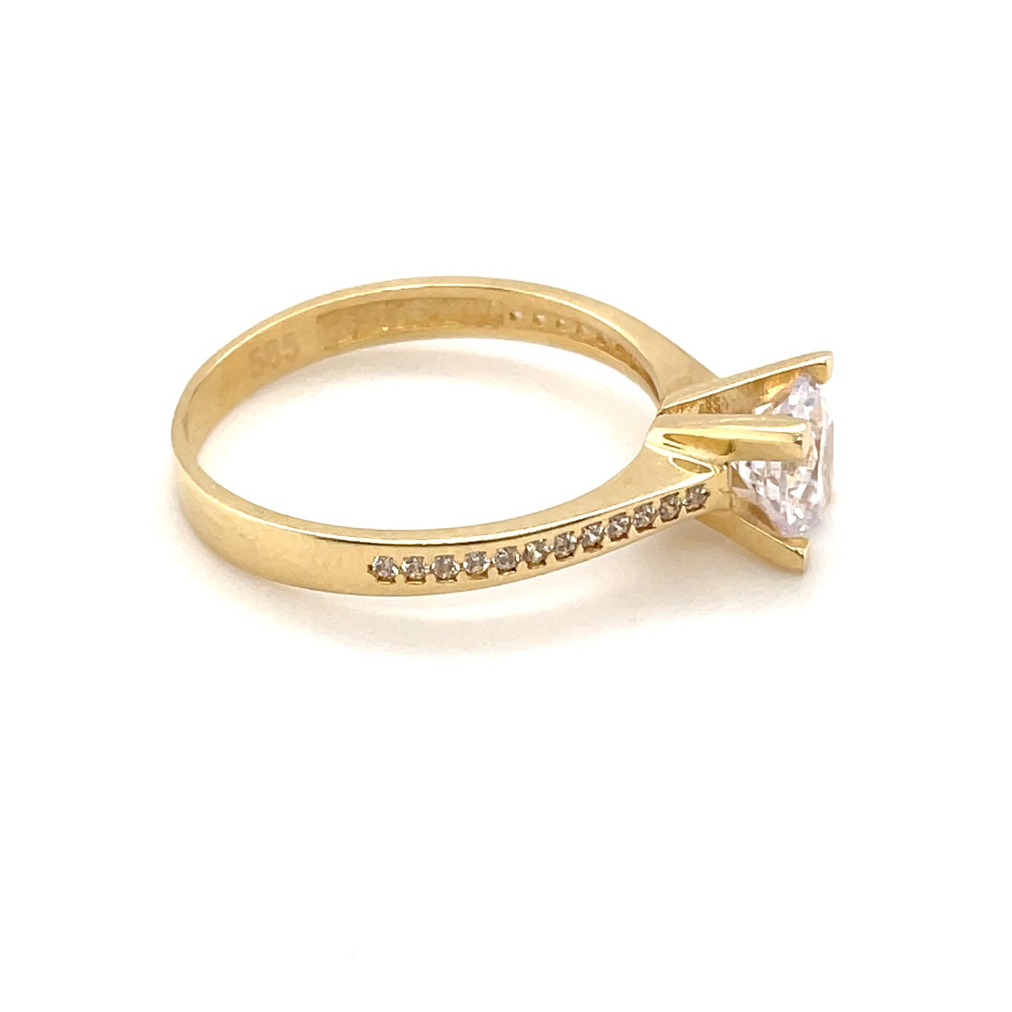 585-/Gelbgold Solitärring mit Zirkonia