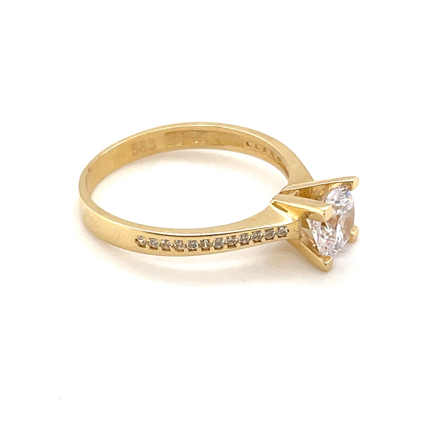 585-/Gelbgold Solitärring mit Zirkonia